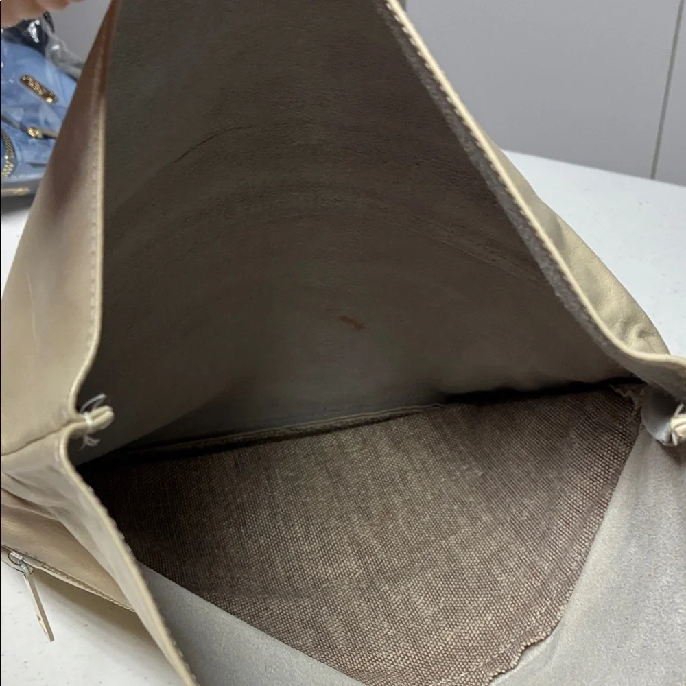 Cream Leather Clutch